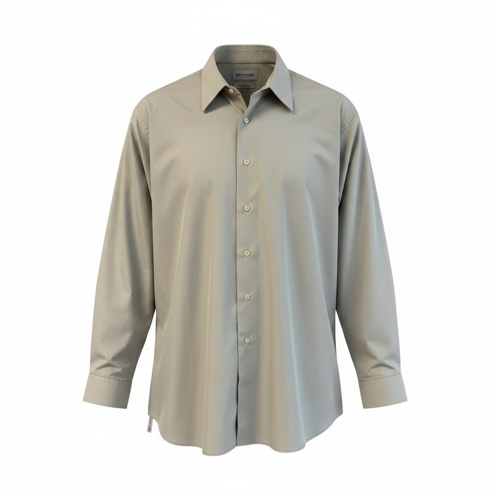 Van Heusen Shirt Men’s Size 18.5/34-35 Light Tan Button Up Wrinkle Free Poplin